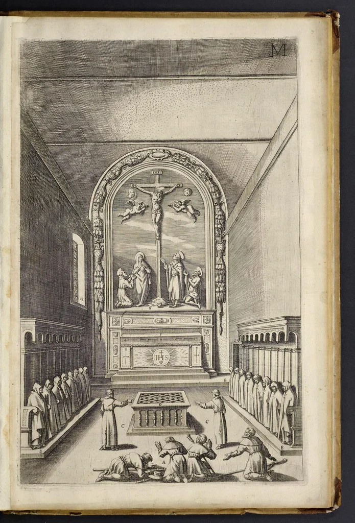 An illustration from Descrizione del sacro monte della Vernia, 1612, leaf 58