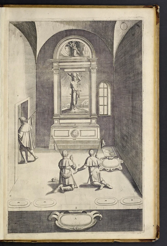 An illustration from Descrizione del sacro monte della Vernia, 1612, leaf 66