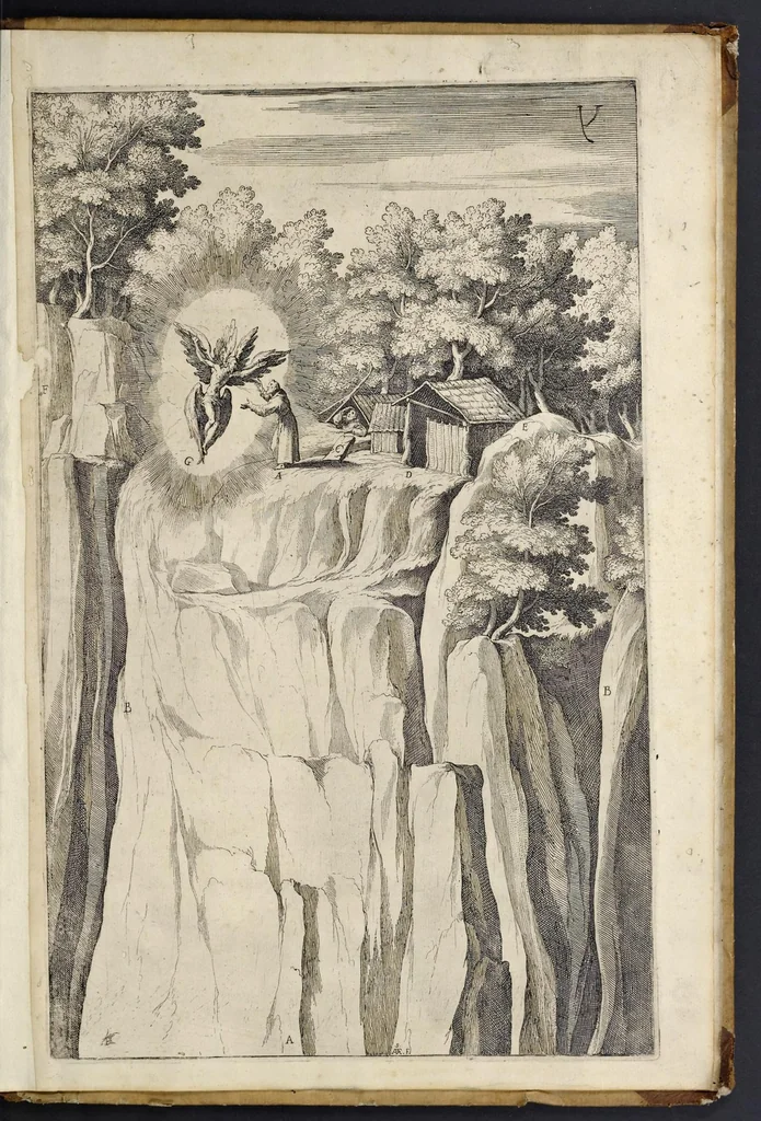 An illustration from Descrizione del sacro monte della Vernia, 1612, leaf 98