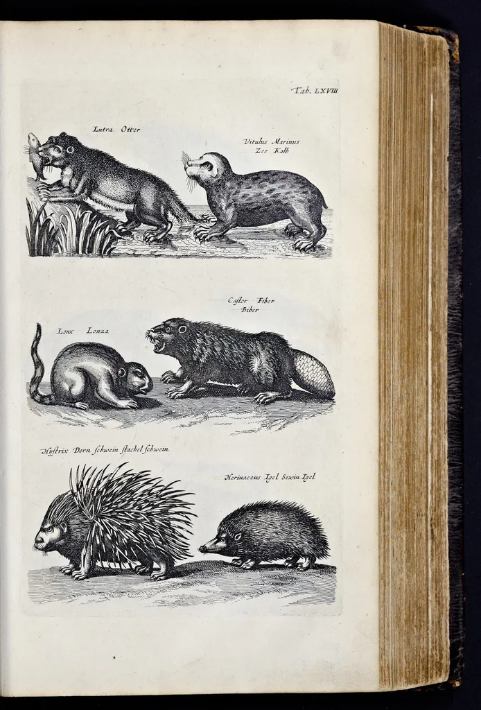 An illustration from I. Jonstons Naeukeurige beschryving van de natuur der vier-voetige dieren, vissen en bloedlooze water-dieren, vogelen, kronkel-dieren, slangen en draken, 1660, leaf 264