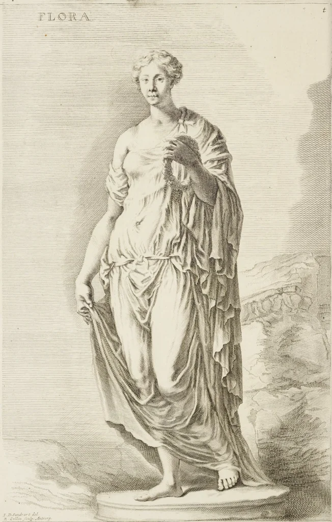 An illustration from Sculpturae veteris admiranda, sive, Delineatio vera perfectissimarum eminentissimarumque statuarum : unà cum artis hujus nobilissimae theoria ... : Carolo Ludovico, comiti Palat. Rheni ... consecrata à Joachimo de Sandrart in Stockau, 1680, leaf 101