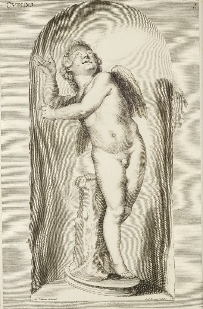An illustration from Sculpturae veteris admiranda, sive, Delineatio vera perfectissimarum eminentissimarumque statuarum : unà cum artis hujus nobilissimae theoria ... : Carolo Ludovico, comiti Palat. Rheni ... consecrata à Joachimo de Sandrart in Stockau, 1680, leaf 137