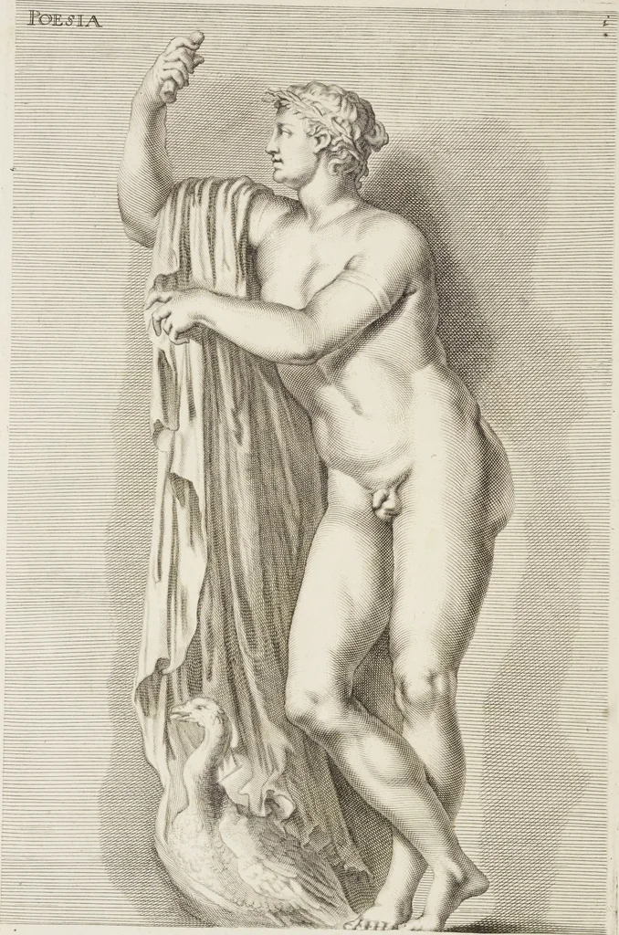An illustration from Sculpturae veteris admiranda, sive, Delineatio vera perfectissimarum eminentissimarumque statuarum : unà cum artis hujus nobilissimae theoria ... : Carolo Ludovico, comiti Palat. Rheni ... consecrata à Joachimo de Sandrart in Stockau, 1680, leaf 157