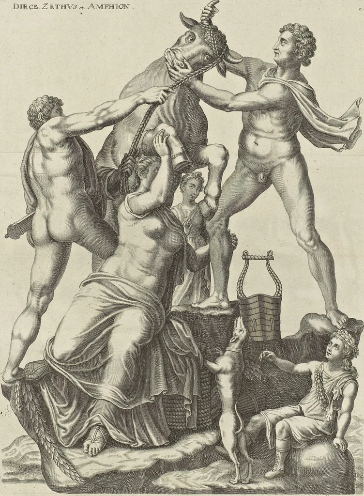 An illustration from Sculpturae veteris admiranda, sive, Delineatio vera perfectissimarum eminentissimarumque statuarum : unà cum artis hujus nobilissimae theoria ... : Carolo Ludovico, comiti Palat. Rheni ... consecrata à Joachimo de Sandrart in Stockau, 1680, leaf 217