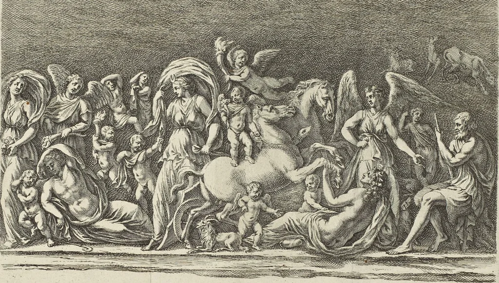 An illustration from Sculpturae veteris admiranda, sive, Delineatio vera perfectissimarum eminentissimarumque statuarum : unà cum artis hujus nobilissimae theoria ... : Carolo Ludovico, comiti Palat. Rheni ... consecrata à Joachimo de Sandrart in Stockau, 1680, leaf 229