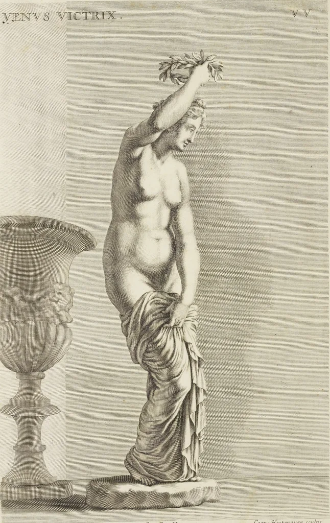An illustration from Sculpturae veteris admiranda, sive, Delineatio vera perfectissimarum eminentissimarumque statuarum : unà cum artis hujus nobilissimae theoria ... : Carolo Ludovico, comiti Palat. Rheni ... consecrata à Joachimo de Sandrart in Stockau, 1680, leaf 297