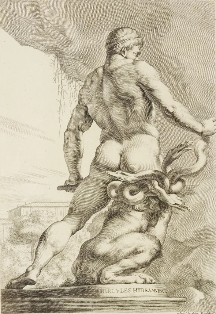 An illustration from Sculpturae veteris admiranda, sive, Delineatio vera perfectissimarum eminentissimarumque statuarum : unà cum artis hujus nobilissimae theoria ... : Carolo Ludovico, comiti Palat. Rheni ... consecrata à Joachimo de Sandrart in Stockau, 1680, leaf 33