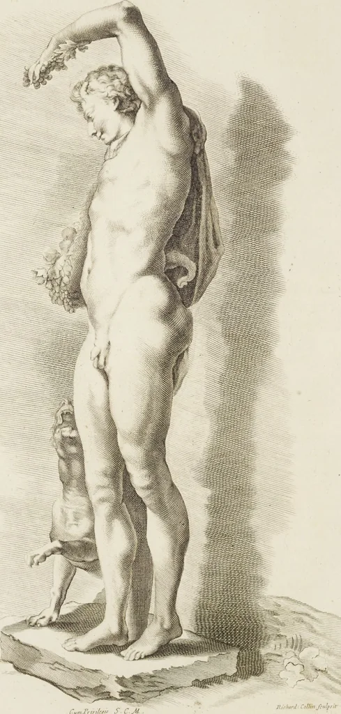 An illustration from Sculpturae veteris admiranda, sive, Delineatio vera perfectissimarum eminentissimarumque statuarum : unà cum artis hujus nobilissimae theoria ... : Carolo Ludovico, comiti Palat. Rheni ... consecrata à Joachimo de Sandrart in Stockau, 1680, leaf 45
