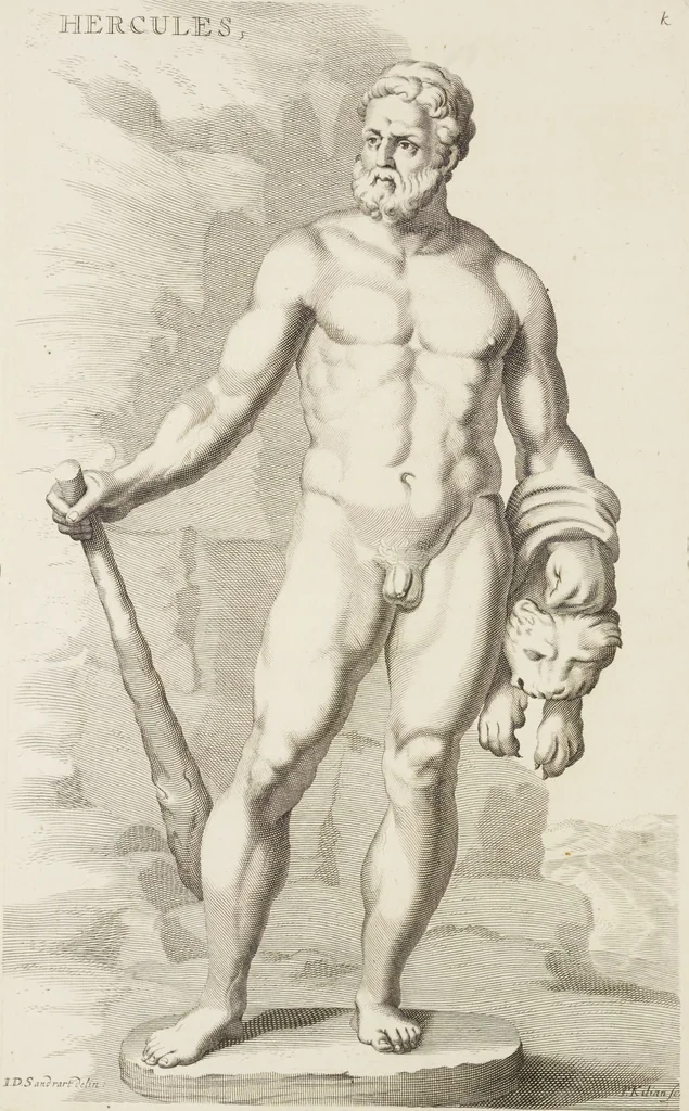 An illustration from Sculpturae veteris admiranda, sive, Delineatio vera perfectissimarum eminentissimarumque statuarum : unà cum artis hujus nobilissimae theoria ... : Carolo Ludovico, comiti Palat. Rheni ... consecrata à Joachimo de Sandrart in Stockau, 1680, leaf 65