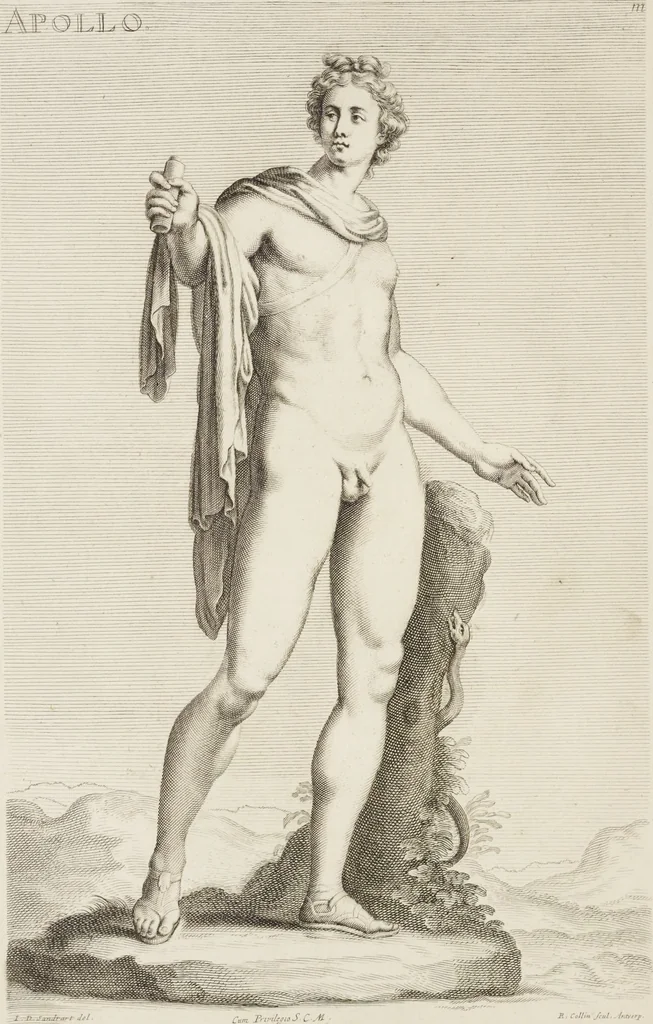 An illustration from Sculpturae veteris admiranda, sive, Delineatio vera perfectissimarum eminentissimarumque statuarum : unà cum artis hujus nobilissimae theoria ... : Carolo Ludovico, comiti Palat. Rheni ... consecrata à Joachimo de Sandrart in Stockau, 1680, leaf 73