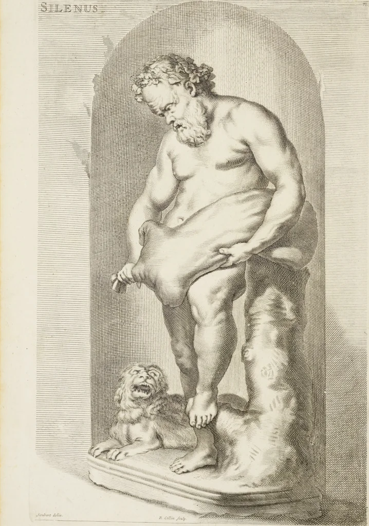 An illustration from Sculpturae veteris admiranda, sive, Delineatio vera perfectissimarum eminentissimarumque statuarum : unà cum artis hujus nobilissimae theoria ... : Carolo Ludovico, comiti Palat. Rheni ... consecrata à Joachimo de Sandrart in Stockau, 1680, leaf 77
