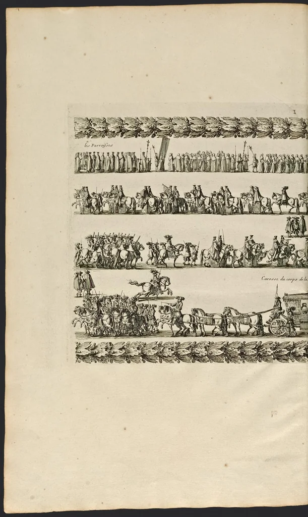 An illustration from L'entrée triomphante de Leurs Maiestez Louis XIV. roy de France et de Nauarre, et Marie Therese d'Austriche son espouse, : dans la ville de Paris capitale de leurs royaumes, au retour de la signature de la paix generalle et de leur heureux mariage. Enrichie de plusieurs figures, des harangues & de diuerses pieces considerables pour l'histoire., 1662, leaf 121