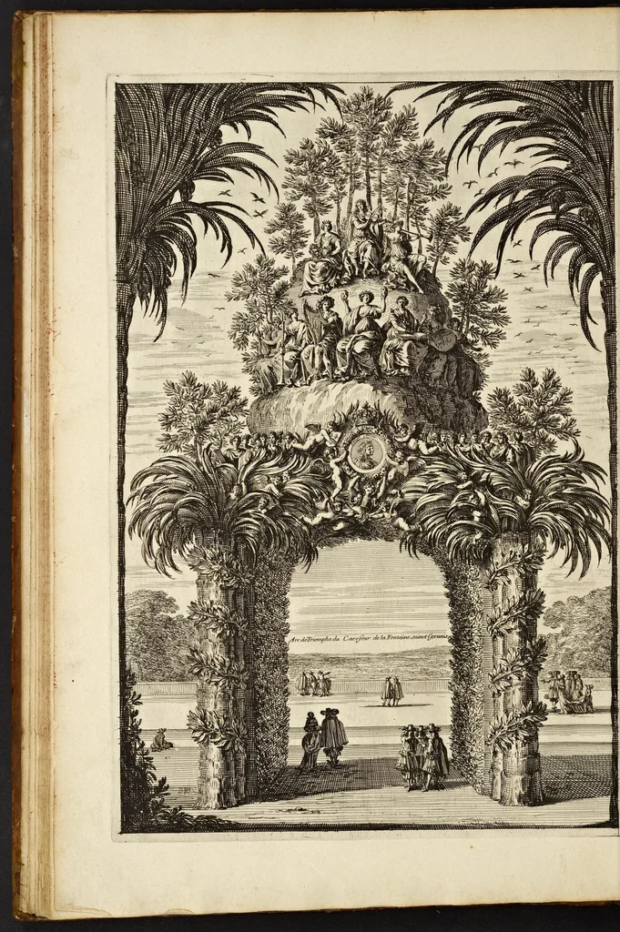 An illustration from L'entrée triomphante de Leurs Maiestez Louis XIV. roy de France et de Nauarre, et Marie Therese d'Austriche son espouse, : dans la ville de Paris capitale de leurs royaumes, au retour de la signature de la paix generalle et de leur heureux mariage. Enrichie de plusieurs figures, des harangues & de diuerses pieces considerables pour l'histoire., 1662, leaf 47