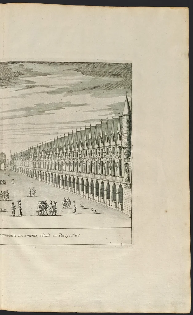 An illustration from L'entrée triomphante de Leurs Maiestez Louis XIV. roy de France et de Nauarre, et Marie Therese d'Austriche son espouse, : dans la ville de Paris capitale de leurs royaumes, au retour de la signature de la paix generalle et de leur heureux mariage. Enrichie de plusieurs figures, des harangues & de diuerses pieces considerables pour l'histoire., 1662, leaf 52