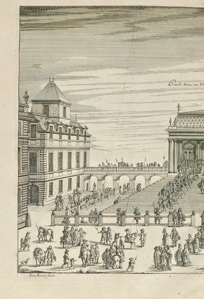 An illustration from L'entrée triomphante de Leurs Maiestez Louis XIV. roy de France et de Nauarre, et Marie Therese d'Austriche son espouse, : dans la ville de Paris capitale de leurs royaumes, au retour de la signature de la paix generalle et de leur heureux mariage. Enrichie de plusieurs figures, des harangues & de diuerses pieces considerables pour l'histoire., 1662, leaf 93