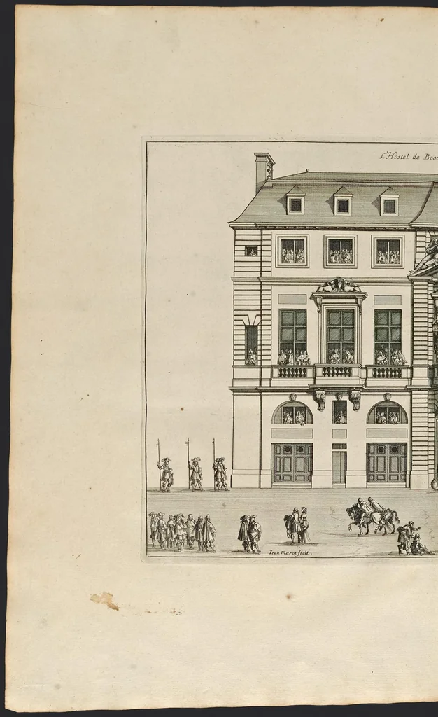 An illustration from L'entrée triomphante de Leurs Maiestez Louis XIV. roy de France et de Nauarre, et Marie Therese d'Austriche son espouse, : dans la ville de Paris capitale de leurs royaumes, au retour de la signature de la paix generalle et de leur heureux mariage. Enrichie de plusieurs figures, des harangues & de diuerses pieces considerables pour l'histoire., 1662, leaf 99