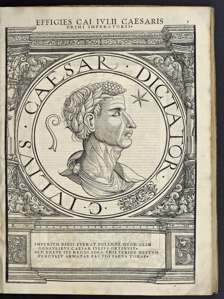 An illustration from Imperatorvm Romanorvm omnivm orientalivm et occidentalivm verissimae imagines ex antiqvis nvmismatis qvam fidelissime delineatae : addita cvivsqve vitae descriptione ex Thesavro Iacobi Stradae et perbrevi elogio vnivscvivsqve carmine, qvod qvasi epitome est historiae, ad ivvandam memoriam, 1559, leaf 16