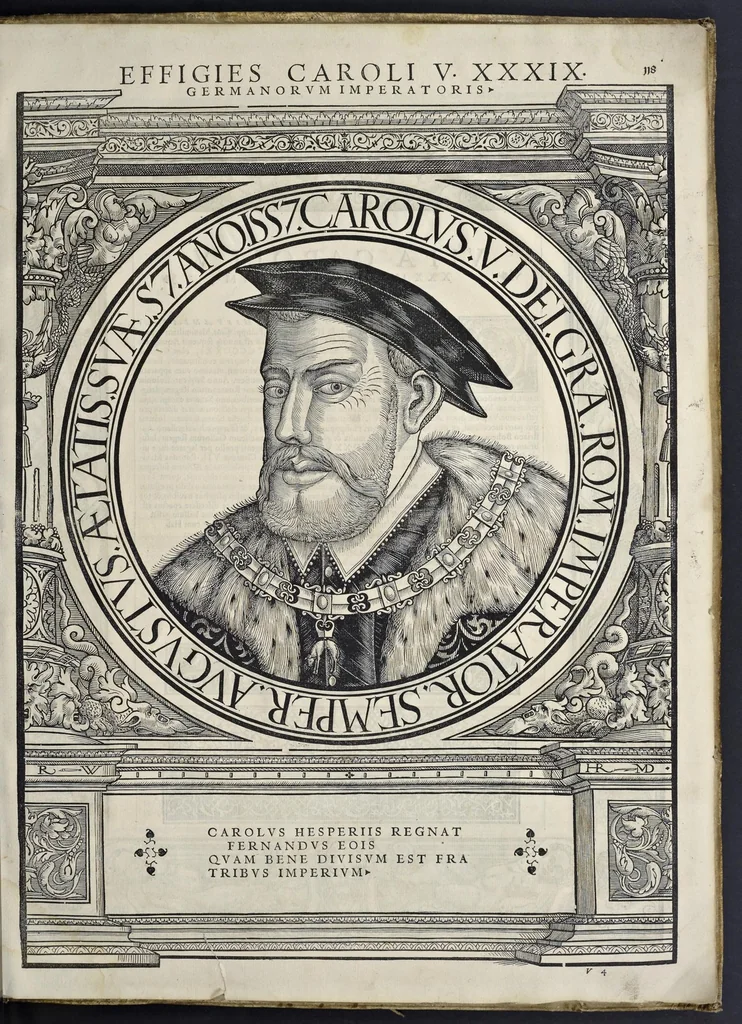 An illustration from Imperatorvm Romanorvm omnivm orientalivm et occidentalivm verissimae imagines ex antiqvis nvmismatis qvam fidelissime delineatae : addita cvivsqve vitae descriptione ex Thesavro Iacobi Stradae et perbrevi elogio vnivscvivsqve carmine, qvod qvasi epitome est historiae, ad ivvandam memoriam, 1559, leaf 250