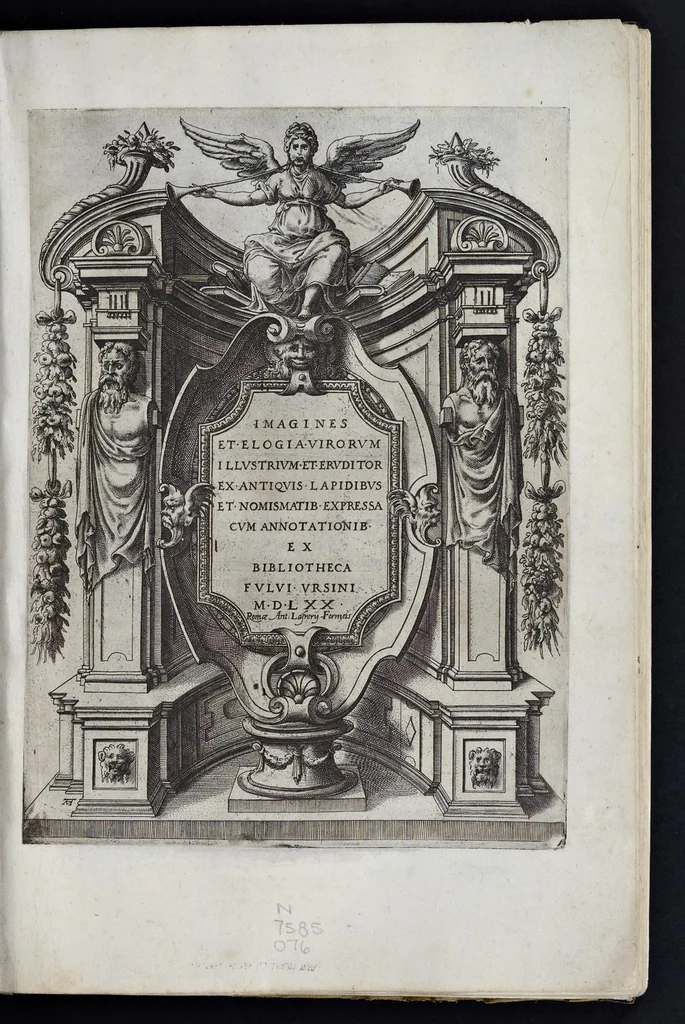 An illustration from Imagines et elogia virorum illustrium et eruditor ex antiquis lapidibus et nomismatib., 1570, leaf 4
