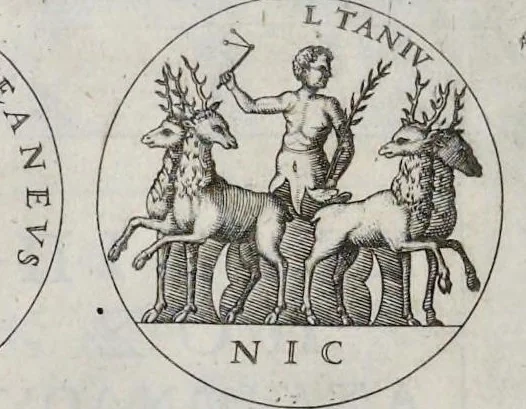 An illustration from Imagines et elogia virorum illustrium et eruditor ex antiquis lapidibus et nomismatib., 1570, leaf 71