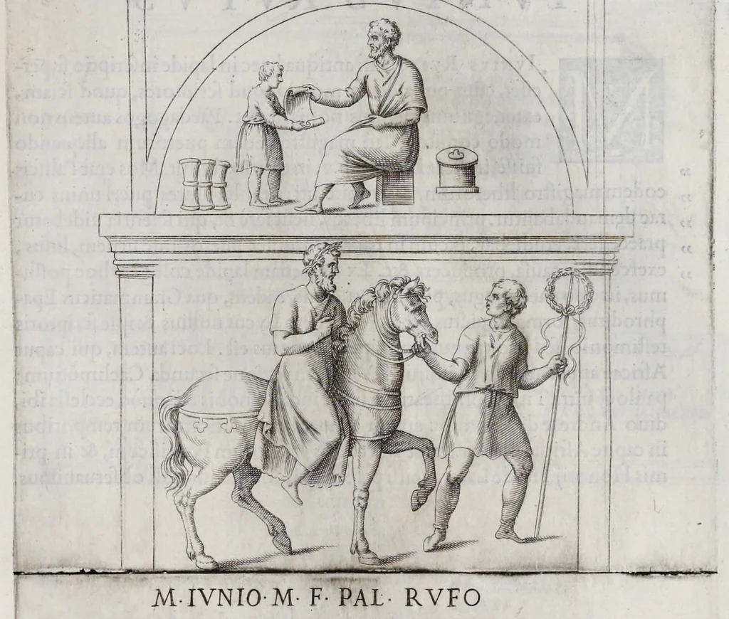 An illustration from Imagines et elogia virorum illustrium et eruditor ex antiquis lapidibus et nomismatib., 1570, leaf 96