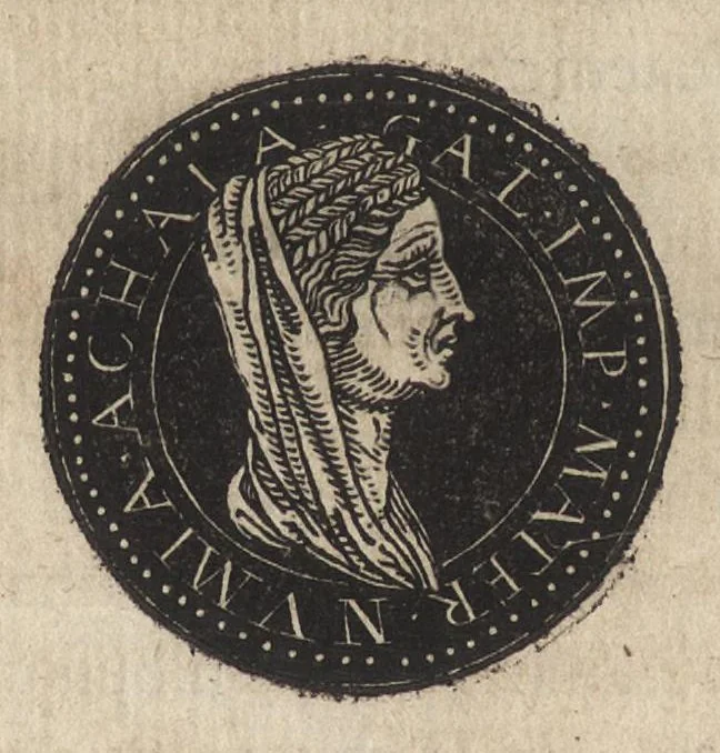 An illustration from Epitome thesavri antiqvitatum : hoc est, IMPP Rom. orientalium & occidentalium iconum, ex antiquis numismatibus quàm fidelissimè deliniatarum, 1553, leaf 131