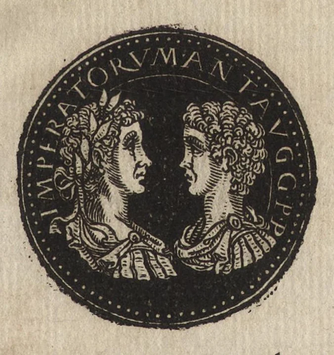 An illustration from Epitome thesavri antiqvitatum : hoc est, IMPP Rom. orientalium & occidentalium iconum, ex antiquis numismatibus quàm fidelissimè deliniatarum, 1553, leaf 190