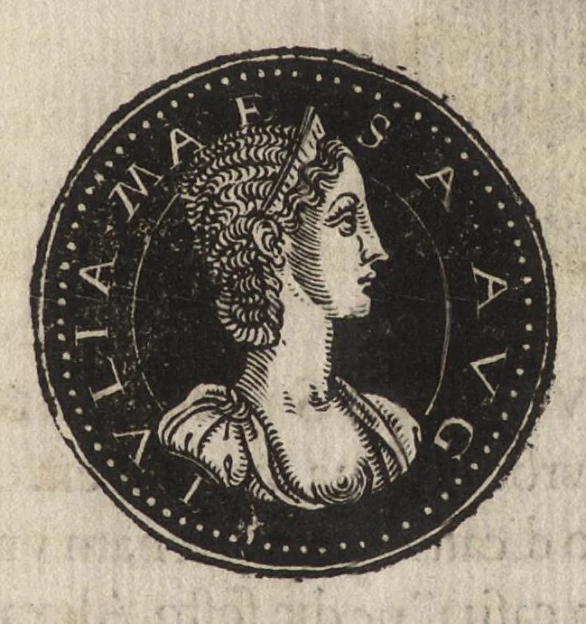 An illustration from Epitome thesavri antiqvitatum : hoc est, IMPP Rom. orientalium & occidentalium iconum, ex antiquis numismatibus quàm fidelissimè deliniatarum, 1553, leaf 202