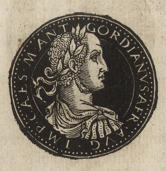 An illustration from Epitome thesavri antiqvitatum : hoc est, IMPP Rom. orientalium & occidentalium iconum, ex antiquis numismatibus quàm fidelissimè deliniatarum, 1553, leaf 212