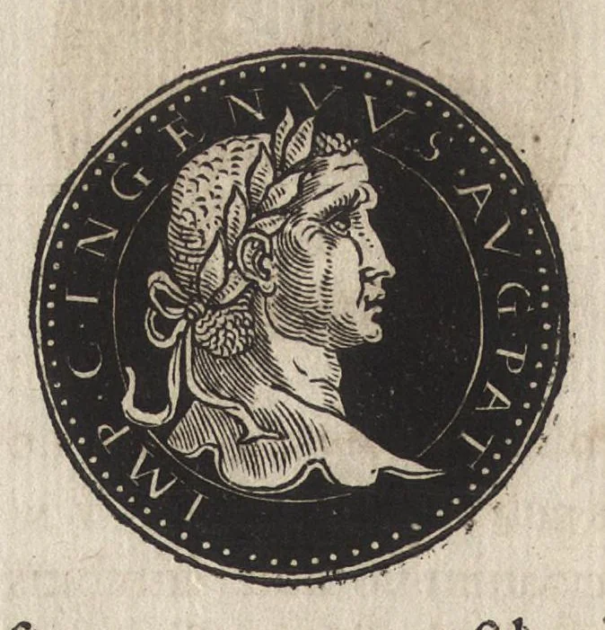 An illustration from Epitome thesavri antiqvitatum : hoc est, IMPP Rom. orientalium & occidentalium iconum, ex antiquis numismatibus quàm fidelissimè deliniatarum, 1553, leaf 233