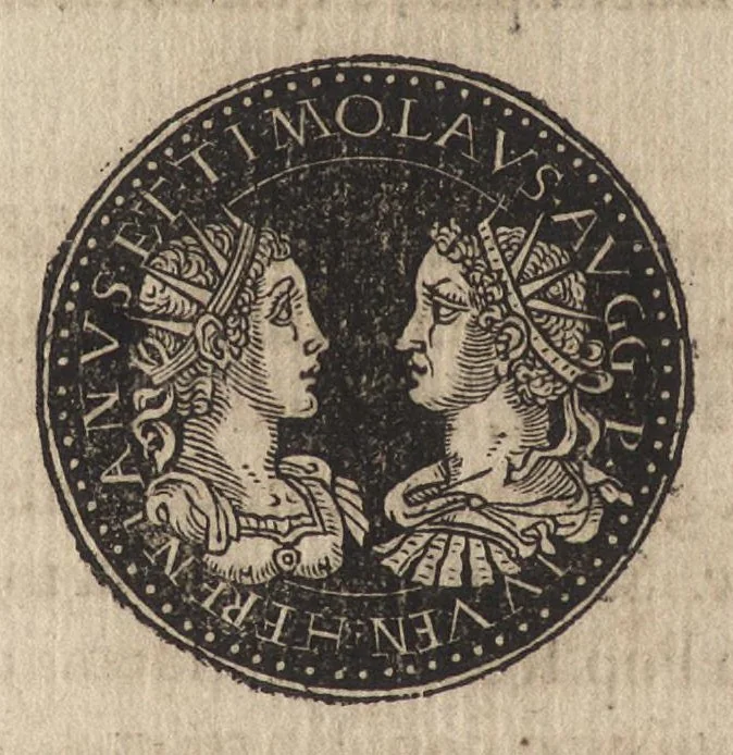 An illustration from Epitome thesavri antiqvitatum : hoc est, IMPP Rom. orientalium & occidentalium iconum, ex antiquis numismatibus quàm fidelissimè deliniatarum, 1553, leaf 241