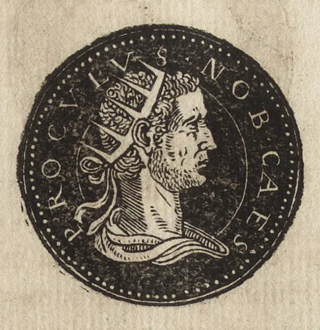 An illustration from Epitome thesavri antiqvitatum : hoc est, IMPP Rom. orientalium & occidentalium iconum, ex antiquis numismatibus quàm fidelissimè deliniatarum, 1553, leaf 254