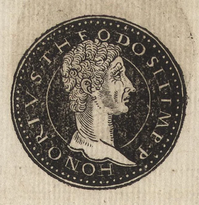 An illustration from Epitome thesavri antiqvitatum : hoc est, IMPP Rom. orientalium & occidentalium iconum, ex antiquis numismatibus quàm fidelissimè deliniatarum, 1553, leaf 293