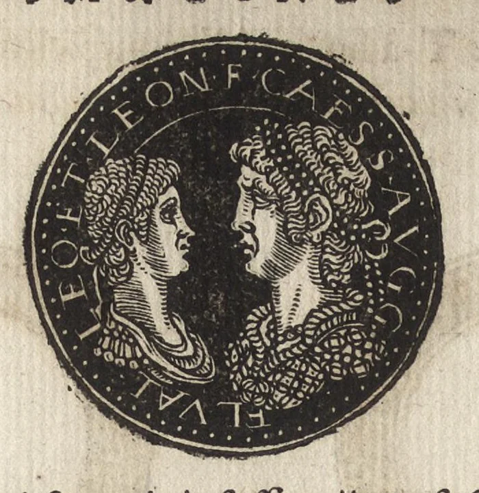 An illustration from Epitome thesavri antiqvitatum : hoc est, IMPP Rom. orientalium & occidentalium iconum, ex antiquis numismatibus quàm fidelissimè deliniatarum, 1553, leaf 305