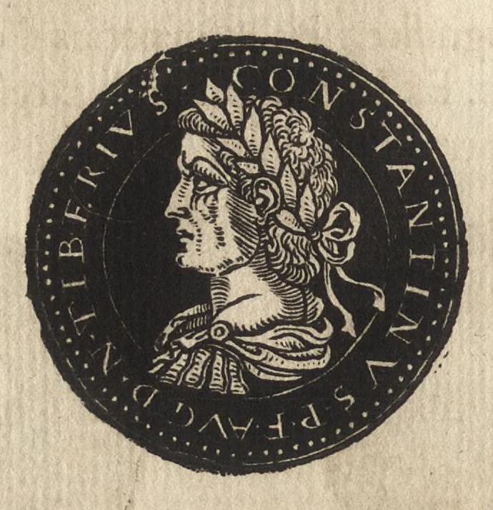 An illustration from Epitome thesavri antiqvitatum : hoc est, IMPP Rom. orientalium & occidentalium iconum, ex antiquis numismatibus quàm fidelissimè deliniatarum, 1553, leaf 317