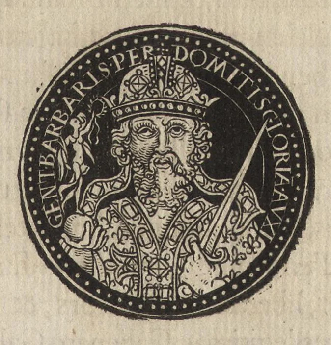 An illustration from Epitome thesavri antiqvitatum : hoc est, IMPP Rom. orientalium & occidentalium iconum, ex antiquis numismatibus quàm fidelissimè deliniatarum, 1553, leaf 338