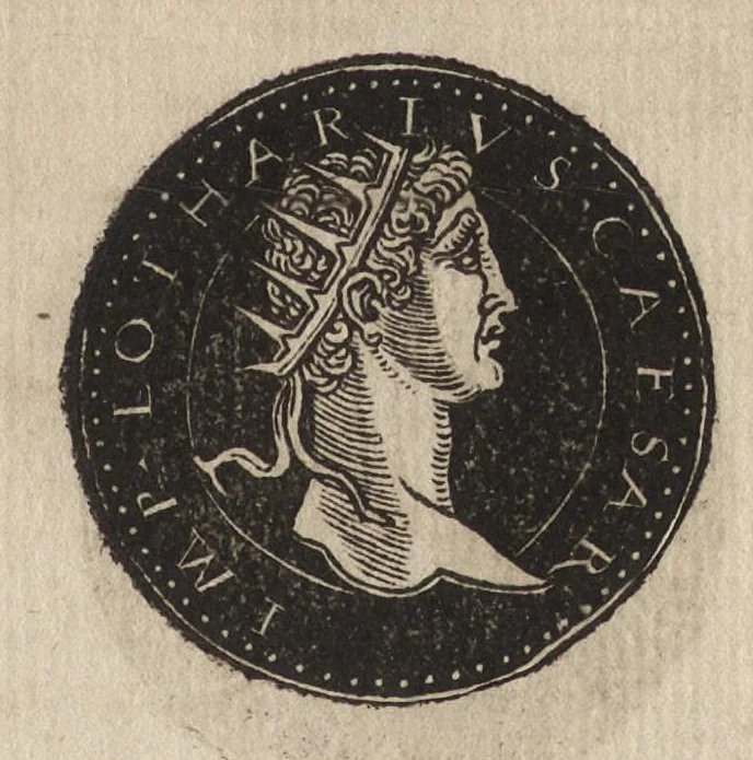 An illustration from Epitome thesavri antiqvitatum : hoc est, IMPP Rom. orientalium & occidentalium iconum, ex antiquis numismatibus quàm fidelissimè deliniatarum, 1553, leaf 342