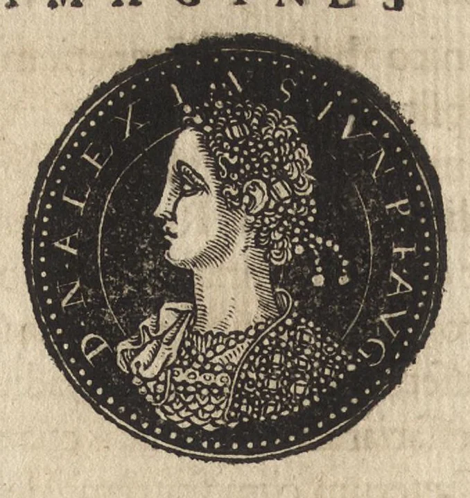 An illustration from Epitome thesavri antiqvitatum : hoc est, IMPP Rom. orientalium & occidentalium iconum, ex antiquis numismatibus quàm fidelissimè deliniatarum, 1553, leaf 393
