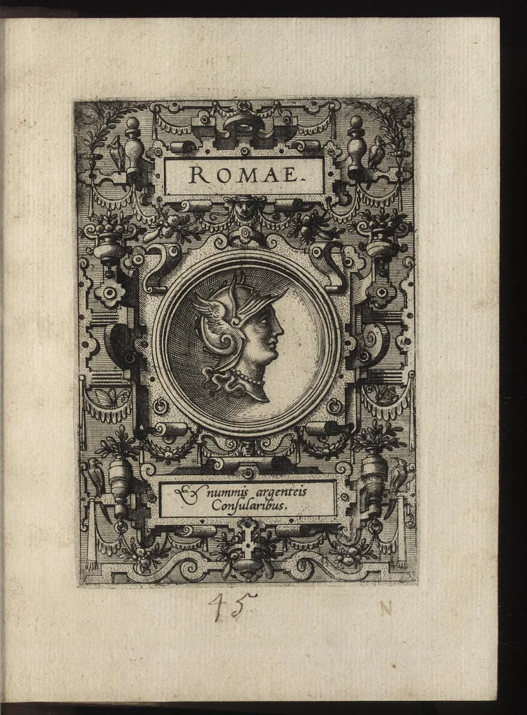 An illustration from Deorvm dearvmqve capita : ex vetustis numismatibus in gratiam antiquitatis studiosorum effigiata et edita : ex museo Abrahami Ortelii, 1582, leaf 102