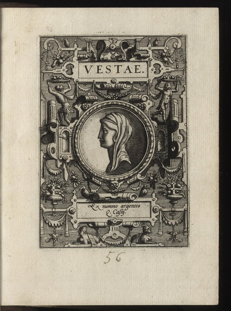 An illustration from Deorvm dearvmqve capita : ex vetustis numismatibus in gratiam antiquitatis studiosorum effigiata et edita : ex museo Abrahami Ortelii, 1582, leaf 124
