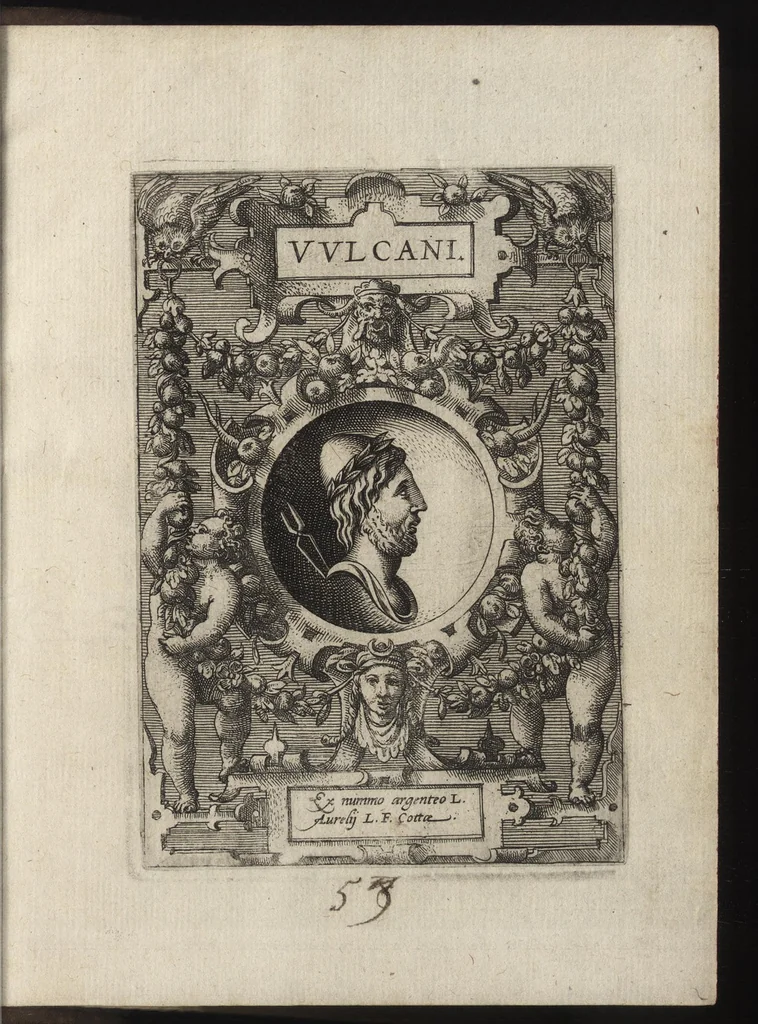 An illustration from Deorvm dearvmqve capita : ex vetustis numismatibus in gratiam antiquitatis studiosorum effigiata et edita : ex museo Abrahami Ortelii, 1582, leaf 130