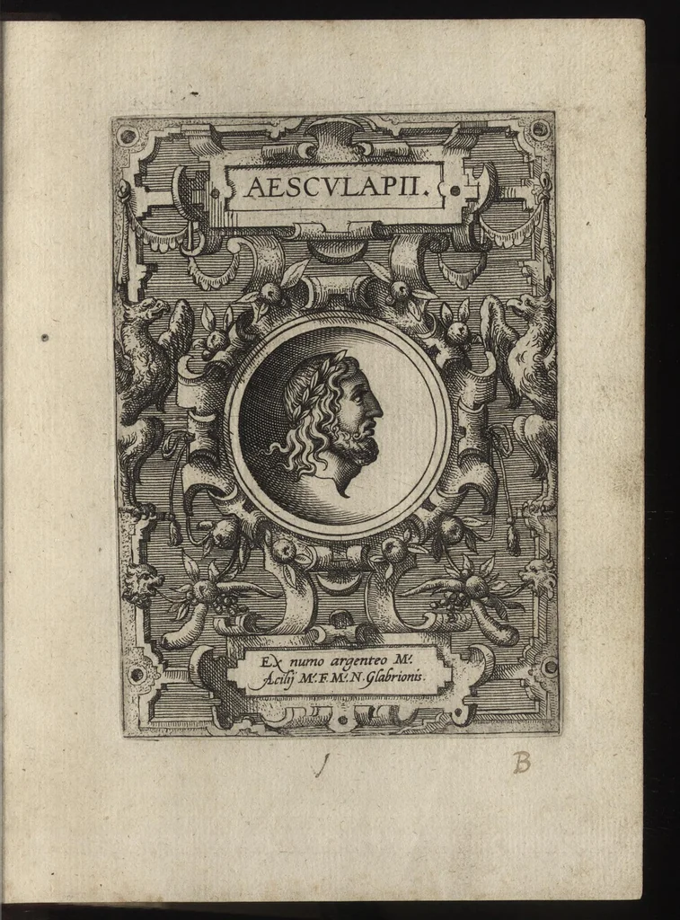 An illustration from Deorvm dearvmqve capita : ex vetustis numismatibus in gratiam antiquitatis studiosorum effigiata et edita : ex museo Abrahami Ortelii, 1582, leaf 14