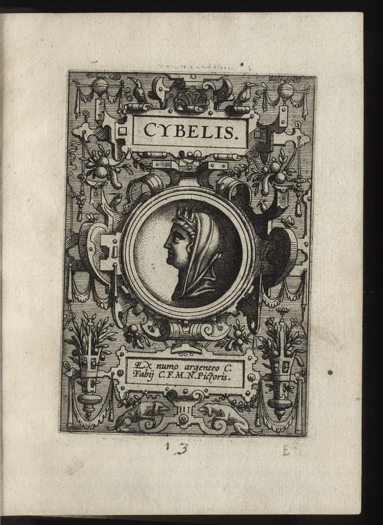 An illustration from Deorvm dearvmqve capita : ex vetustis numismatibus in gratiam antiquitatis studiosorum effigiata et edita : ex museo Abrahami Ortelii, 1582, leaf 38