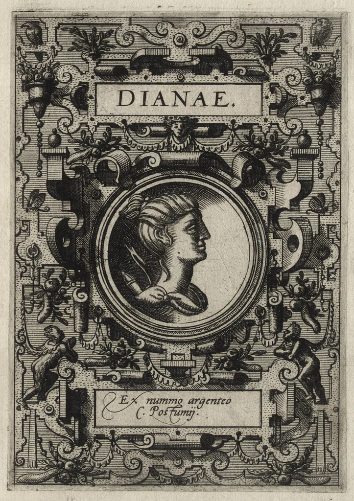 An illustration from Deorvm dearvmqve capita : ex vetustis numismatibus in gratiam antiquitatis studiosorum effigiata et edita : ex museo Abrahami Ortelii, 1582, leaf 40