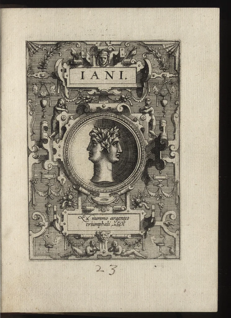 An illustration from Deorvm dearvmqve capita : ex vetustis numismatibus in gratiam antiquitatis studiosorum effigiata et edita : ex museo Abrahami Ortelii, 1582, leaf 58