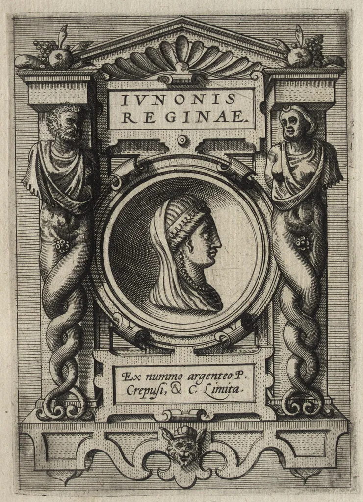 An illustration from Deorvm dearvmqve capita : ex vetustis numismatibus in gratiam antiquitatis studiosorum effigiata et edita : ex museo Abrahami Ortelii, 1582, leaf 68