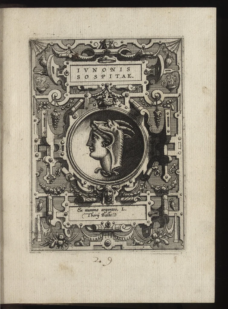 An illustration from Deorvm dearvmqve capita : ex vetustis numismatibus in gratiam antiquitatis studiosorum effigiata et edita : ex museo Abrahami Ortelii, 1582, leaf 70
