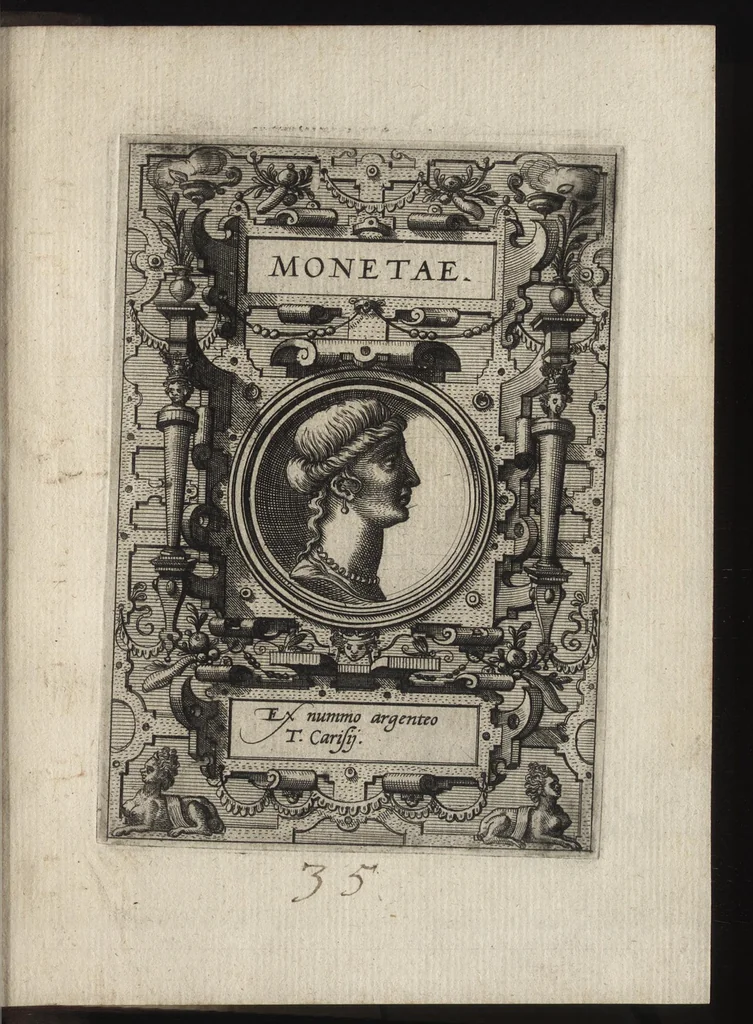 An illustration from Deorvm dearvmqve capita : ex vetustis numismatibus in gratiam antiquitatis studiosorum effigiata et edita : ex museo Abrahami Ortelii, 1582, leaf 82