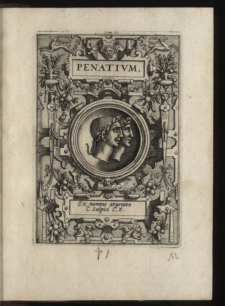 An illustration from Deorvm dearvmqve capita : ex vetustis numismatibus in gratiam antiquitatis studiosorum effigiata et edita : ex museo Abrahami Ortelii, 1582, leaf 94