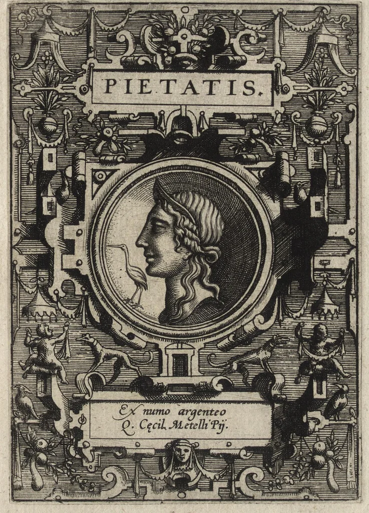 An illustration from Deorvm dearvmqve capita : ex vetustis numismatibus in gratiam antiquitatis studiosorum effigiata et edita : ex museo Abrahami Ortelii, 1582, leaf 96